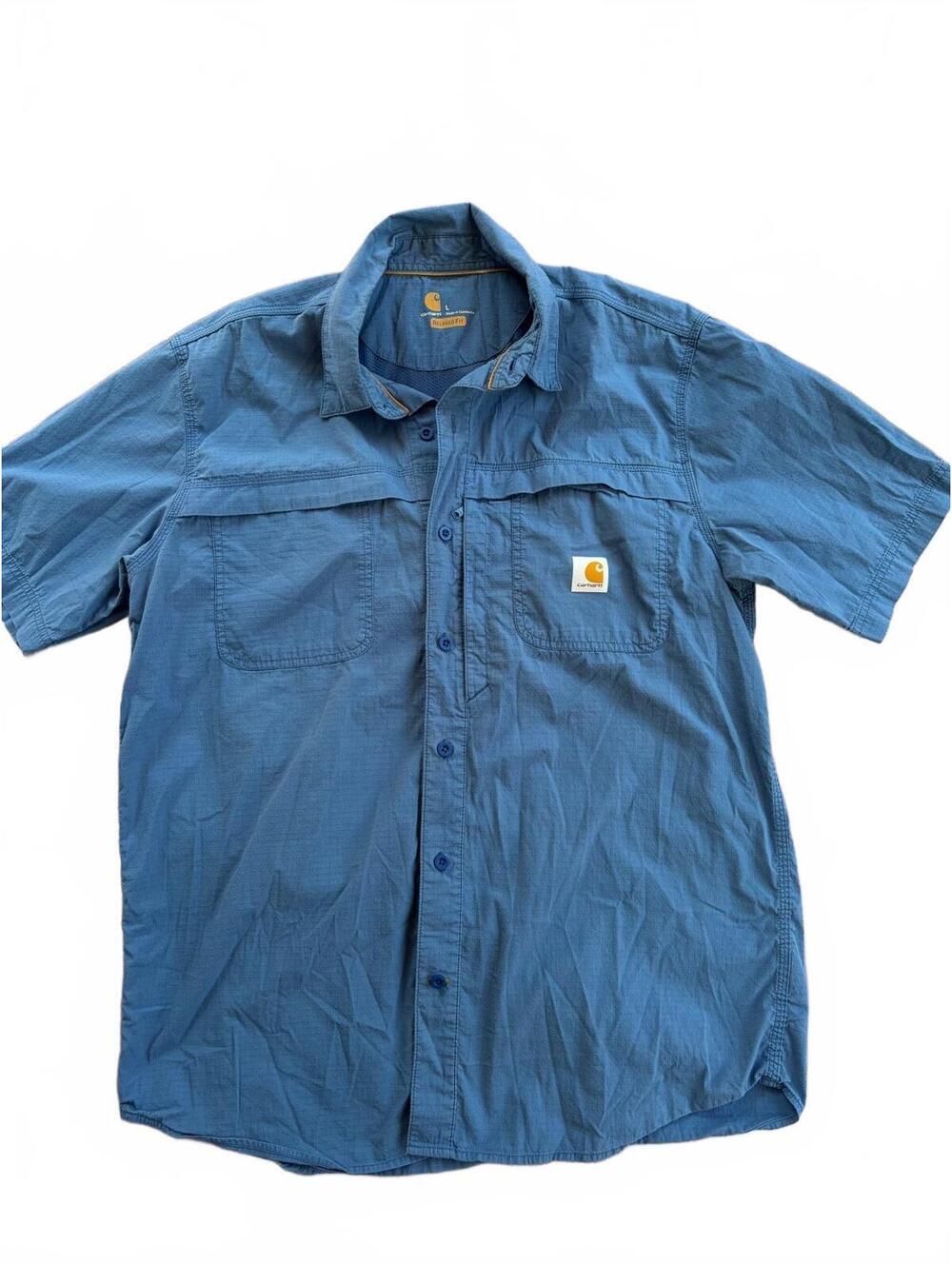 Carhartt Force Relaxed Fit Short Sleeve Shirt - Blue, Size Large